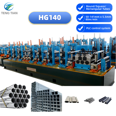 HG140 Thiết bị sản xuất ống thép cacbon cao tần số Φ50-141mm x 5.5mm 80m/min cho xây dựng & máy móc